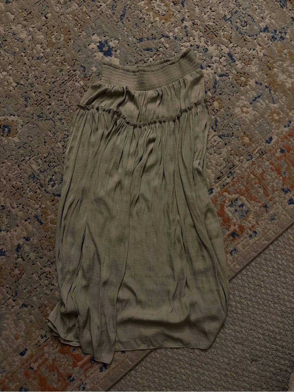 Rachel Zoe Olive Green Maxi Skirt with Smocked Waist